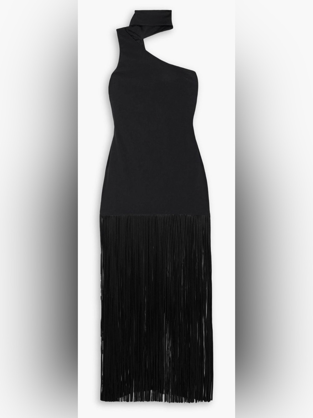 Taller Marmo Atlanta Asymmetric One Shoulder Fringed Crepe Gown size 10